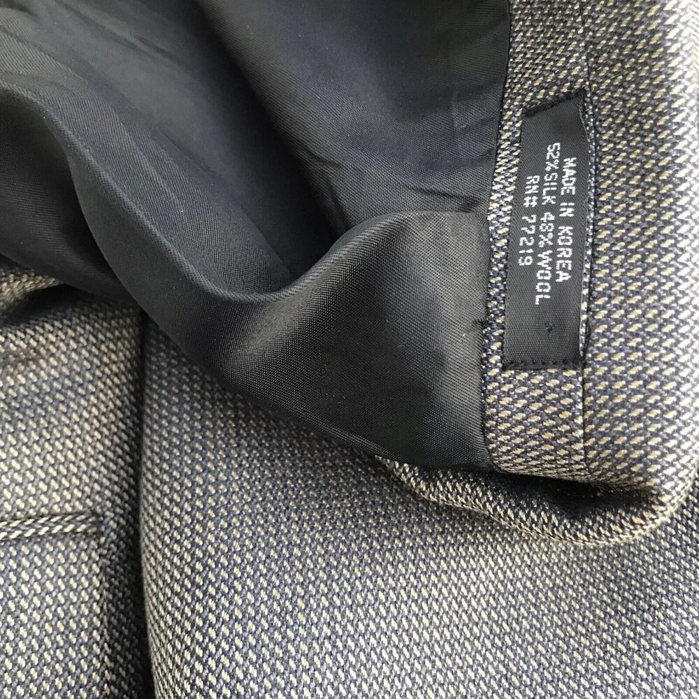 Vintage Jones New York brown sport tweed jacket silk wool men size 42short‎